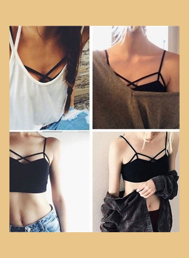 Women Modal Crossing Strappy Bra Tops Bustier Bralette Corsets Brassiere Black  - Image 4