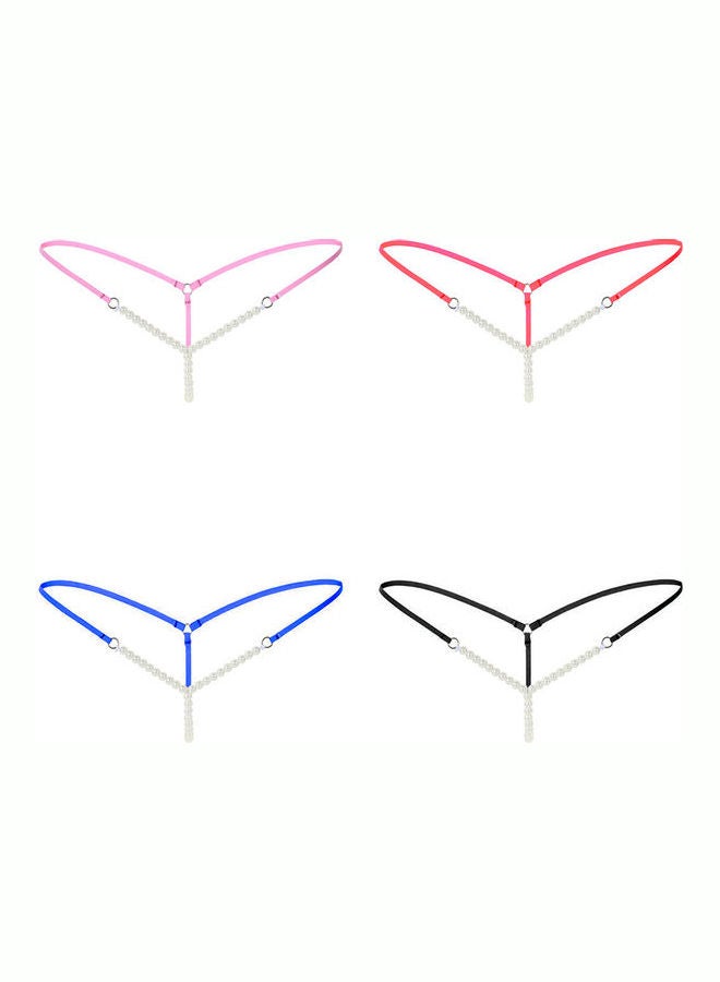 Generic - Women Faux Pearl Massage Underwear Briefs Thongs G-String Knickers White - Image 1