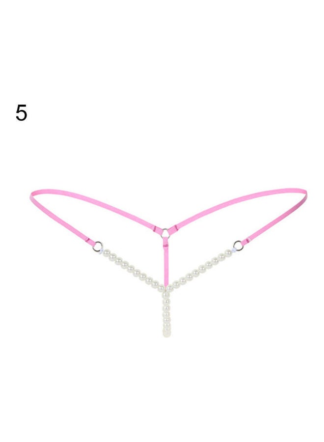 Generic Women Faux Pearl String Massage  Underwear Briefs Thongs G-String Knickers Rose  - Image 1