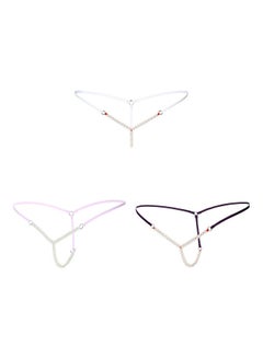 Generic Women Faux Pearl Massage  Underwear Briefs Thongs G-String Knickers Black  - Image 3