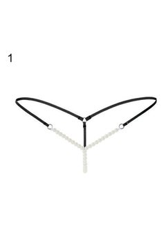 Generic Women Faux Pearl Massage  Underwear Briefs Thongs G-String Knickers Black  - Image 1
