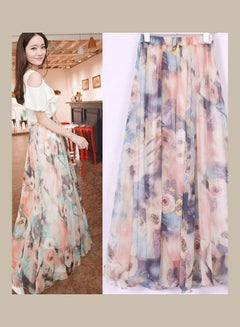 Fashion Women Bohemian Chiffon Long Maxi, Summer Beach Floral Skirt Multicolour