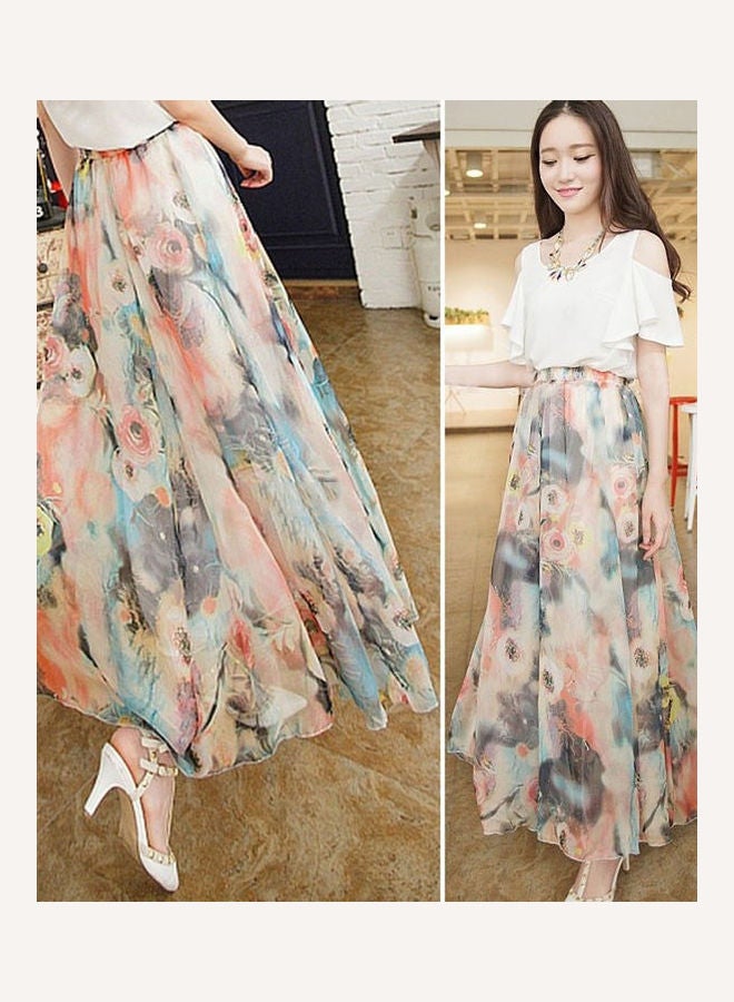 Generic - Fashion Women Bohemian Chiffon Long Maxi, Summer Beach Floral Skirt Multicolour - Image 1
