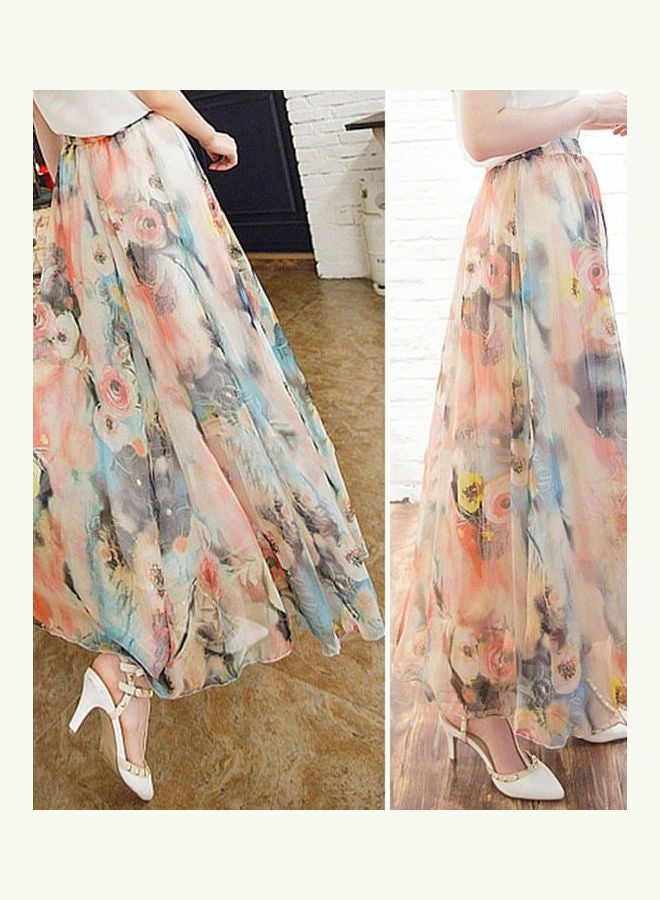 Generic - Fashion Women Bohemian Chiffon Long Maxi, Summer Beach Floral Skirt Multicolour - Image 1