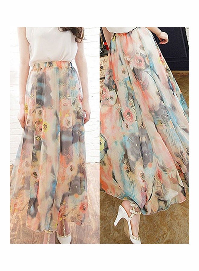Generic - Fashion Women Bohemian Chiffon Long Maxi, Summer Beach Floral Skirt Multicolour - Image 1