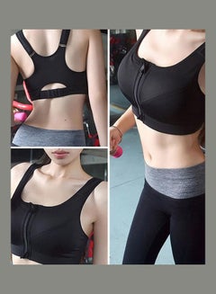 Women's Yoga Fitness Workout Seamless Racer-back Gym Zipper Front Sports Bra Top White