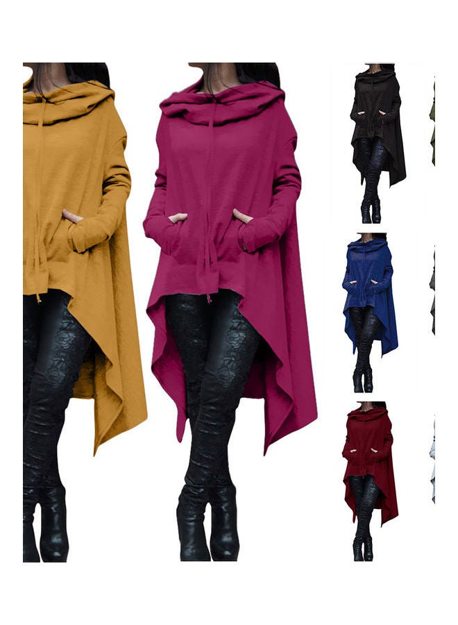 Women Batwing Hooded Asymmetric Casual Loose Coat Pullover Poncho Cape Blouse Army Green  - Image 1