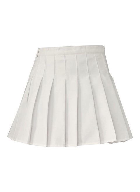 High Waist Skater Short Skirt White