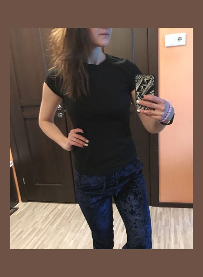 تيشيرت بياقة دائرية ولون واحد بلون القهوة - Image 5