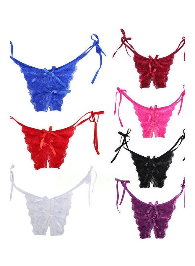Generic - Women Lace Crotchless See Through Low Rise G-String Thong Briefs Underwear Black - Image 1