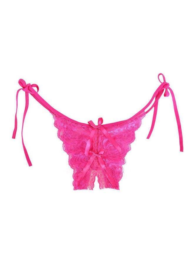 Generic Women Lace Crotchless See Through Low Rise G-String Thong Briefs Underwear Rose Red  - Image 1