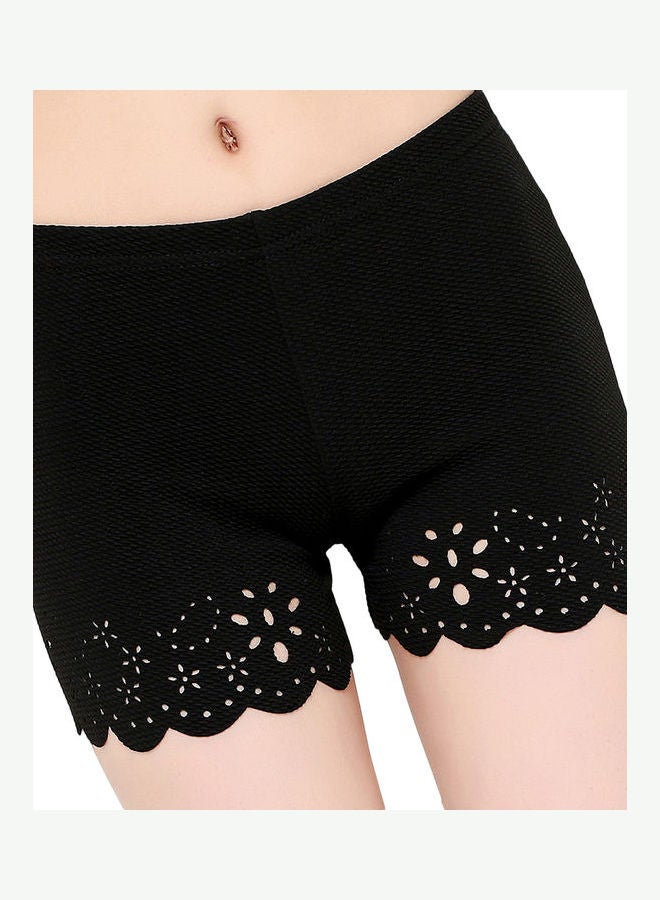 Generic Women Solid Colour Hollow Summer Soft Safety Shorts Underwear Underpants Black  - Image 1