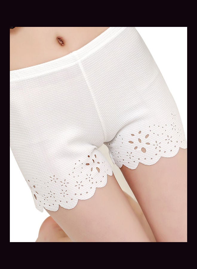 Generic Women Solid Colour Hollow Summer Soft Safety Shorts Underwear Underpants White  - Image 1