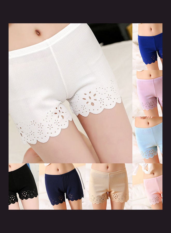Generic Women Solid Colour Hollow Summer Soft Safety Shorts Underwear Underpants White  - Image 2