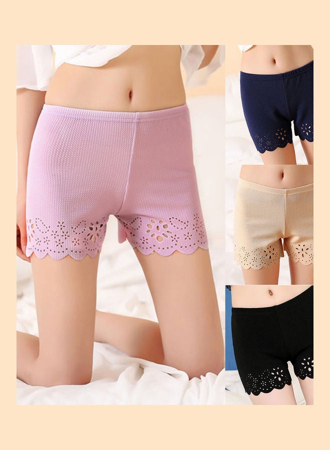 Generic Women Solid Colour Hollow Summer Soft Safety Shorts Underwear Underpants White  - Image 4