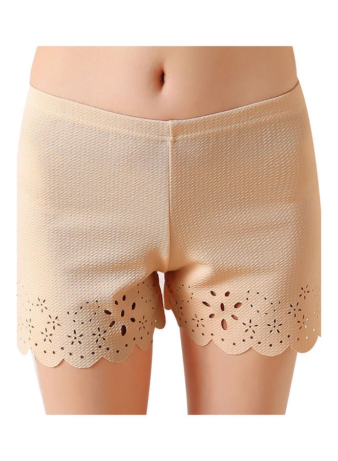 Generic Women Solid Colour Hollow Summer Soft Safety Shorts Underwear Underpants Skin Colour  - Image 1