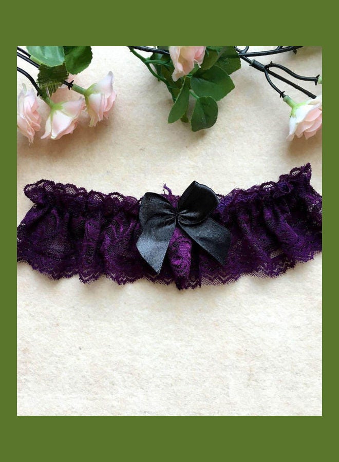 Generic Women Cosplay Lace Bowknot Thigh High Leg Garter Belt Wedding Ring Decor Black  - Image 4