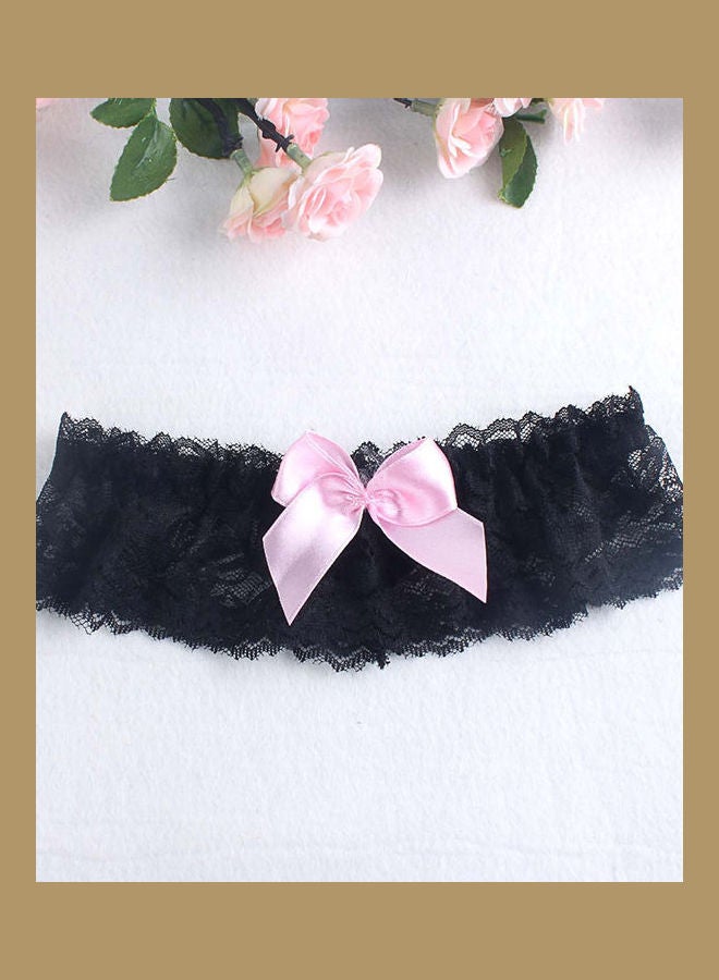 Generic Women Cosplay Lace Bowknot Thigh High Leg Garter Belt Wedding Ring Decor Black  - Image 1