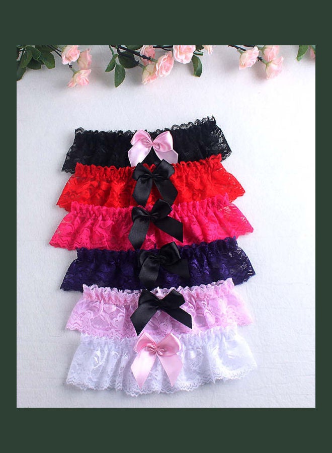 Generic - Women Cosplay Lace Bowknot Thigh High Leg Garter Belt Wedding Ring Decor Red - Image 1