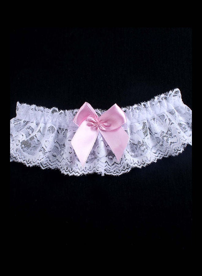 Generic - Women Cosplay Lace Bowknot Thigh High Leg Garter Belt Wedding Ring Decor Red - Image 1