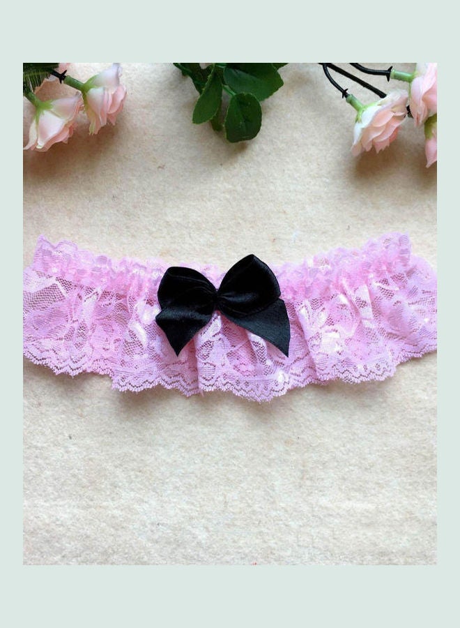 Generic - Women Cosplay Lace Bowknot Thigh High Leg Garter Belt Wedding Ring Decor Red - Image 1