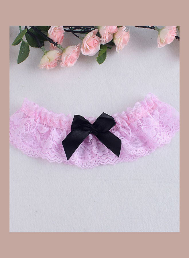 Generic - Women Cosplay Lace Bowknot Thigh High Leg Garter Belt Wedding Ring Decor Red - Image 1