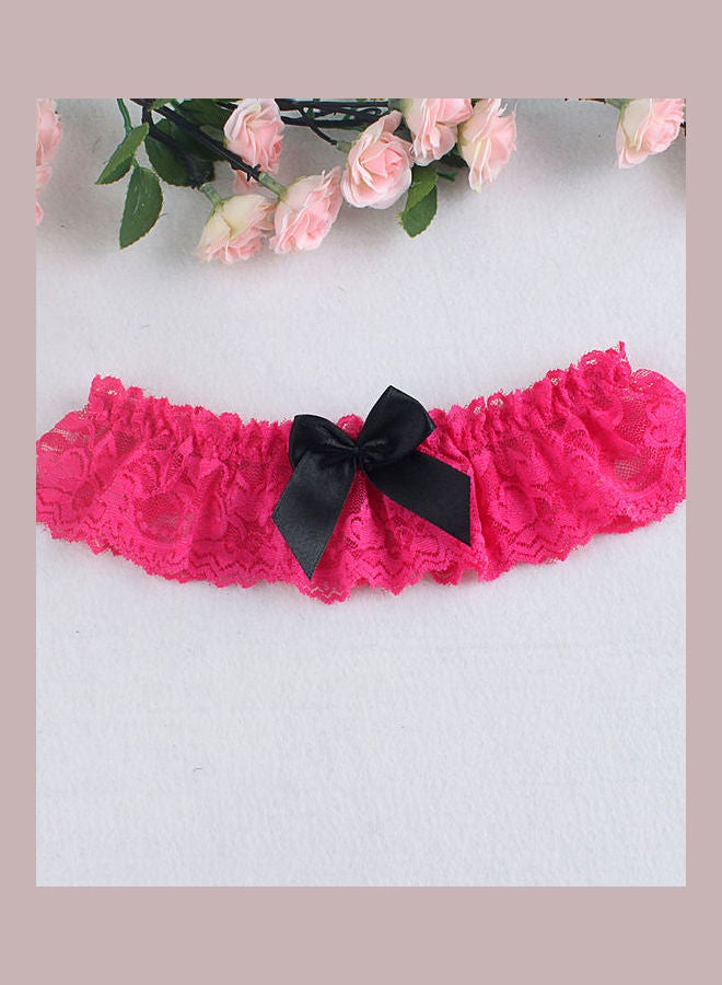 Generic - Women Cosplay Lace Bowknot Thigh High Leg Garter Belt Wedding Ring Decor Red - Image 1