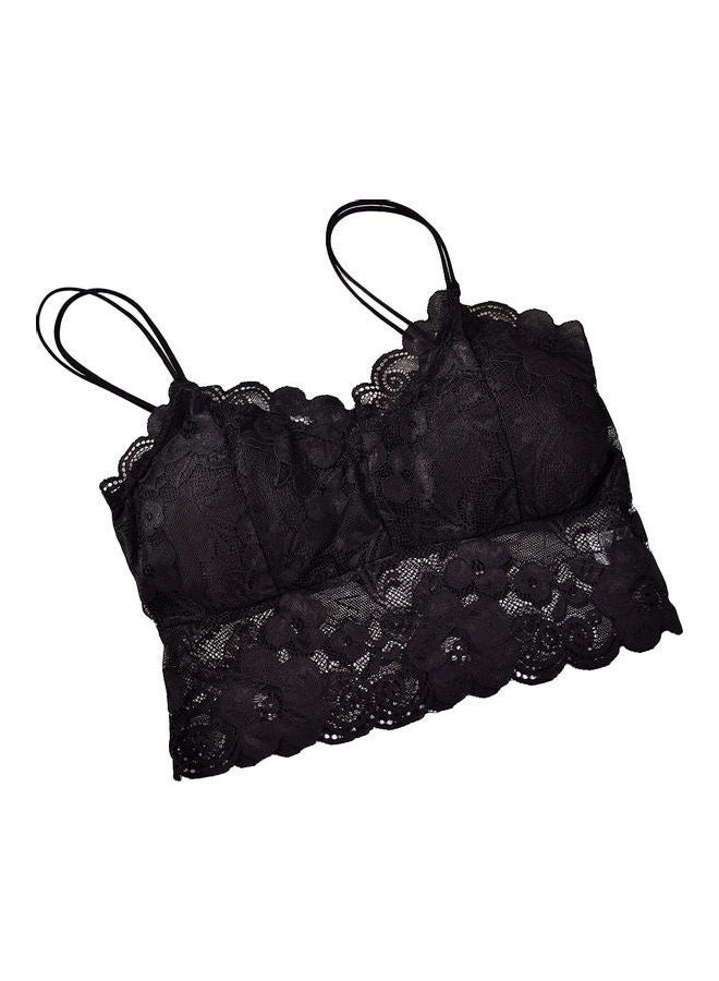 Women Soft Breathable Brassiere Lace Bra Wrapped Chest Strap Underwear Black  - Image 1