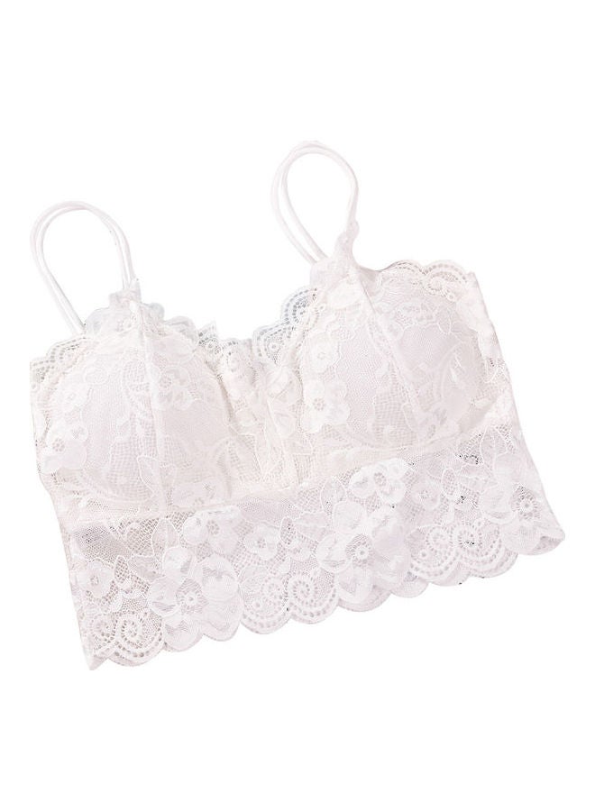 Women Soft Breathable Brassiere Lace Bra Wrapped Chest Strap Underwear White  - Image 1
