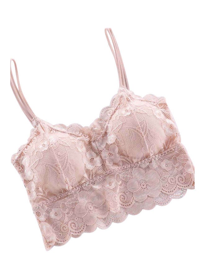 Women Soft Breathable Brassiere Lace Bra Wrapped Chest Strap Underwear Skin Color  - Image 1