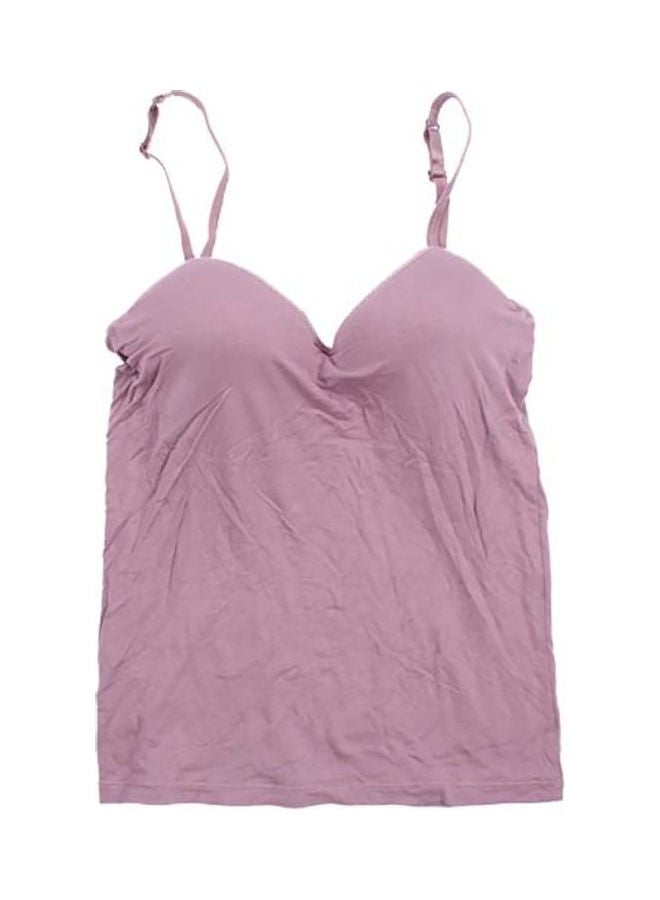 Generic - Padded Bra Tank Top V Neck Solid Color Camisole Straps Push Up Vest Purple - Image 1