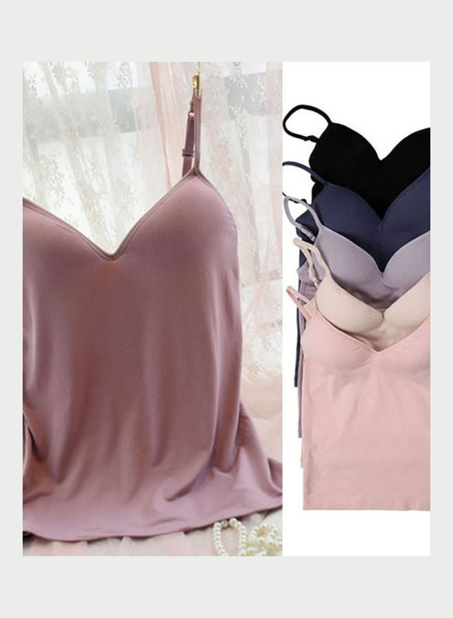 Generic - Padded Bra Tank Top V Neck Solid Color Camisole Straps Push Up Vest Purple - Image 1