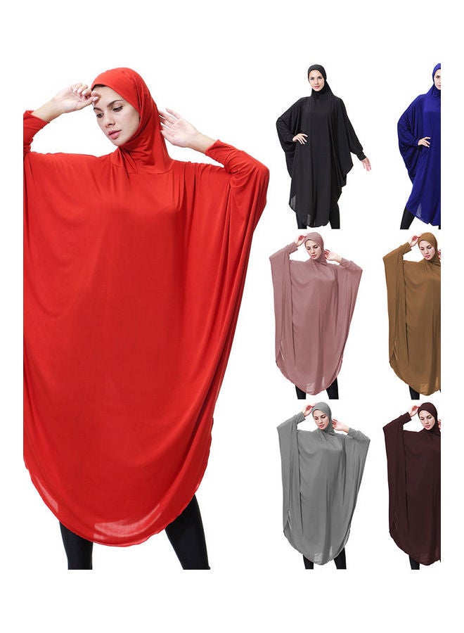 Arab Muslim Women Long Islamic Abaya Ramadan Robe Kaftan Gown Plain with Hijab Navy Blue - Image 2