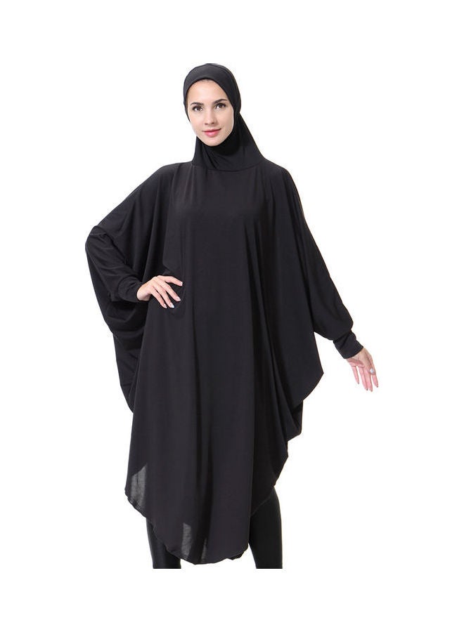 عباية سادة مع حجاب وروب رمضان أسود  - Image 1