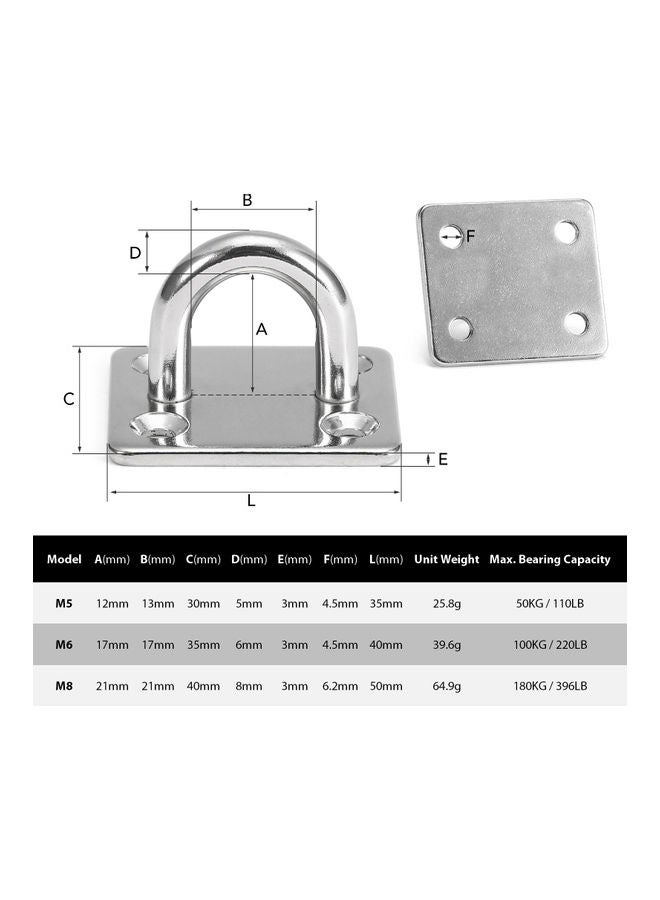 Generic 4 Pcs Pad Eye Plates Marine Hardware Multifunctional Wall Mount Hook Loops 304-m6 11 x 3.5 x 9cm - Image 2