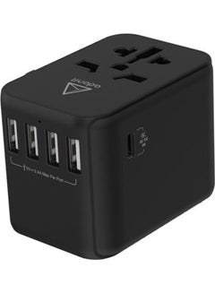 ADONIT Universal Travel Adapter 4A1C - International Wall Charger PD 30 W (4 USB-A + 1 USB-C) Black  - Image 2