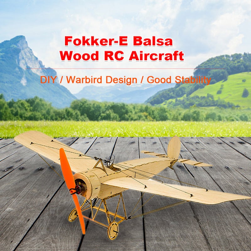 DW Hobby K0801 Mini Fokker-E Balsa Wood 420mm Wingspan Biplane RC Aircraft Toy KIT Airplane for DIY 36*3*12cm