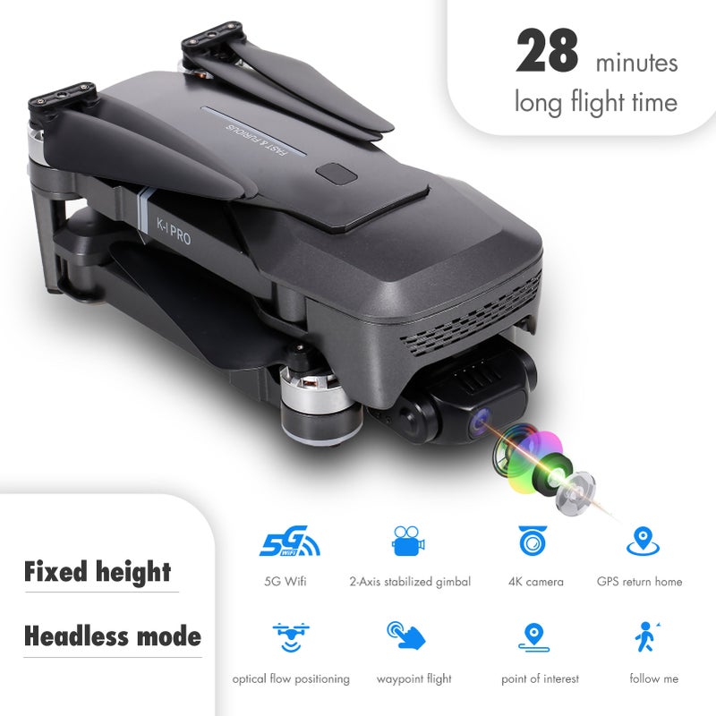 VISUO - K1 PRO GPS RC Drone 2-axis 5G Wifi FPV Quadcopter Bag Included 32*11*24cm - Image 1