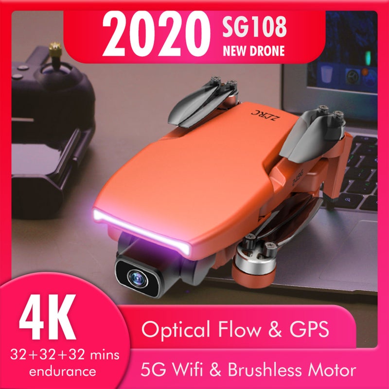 ماركة غير محددة - طائرة درون تعمل  بالتحكم عن بعد ونظام تحديد المواقع بمواصفات 5G  واتصال واي فاي مزودة بكاميرا مزدوجة FPV رباعية المروحة طراز SG108 - Image 1