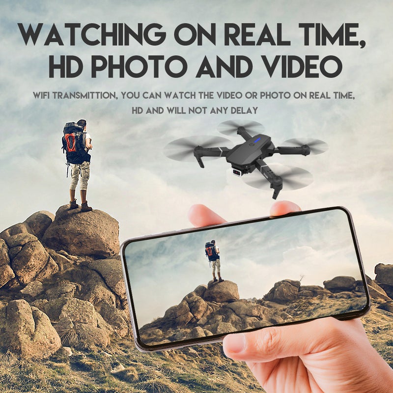 LS-E525 RC Drone Dual Camera WiFi FPV Altitude Hold Gesture 21.5*7*18cm