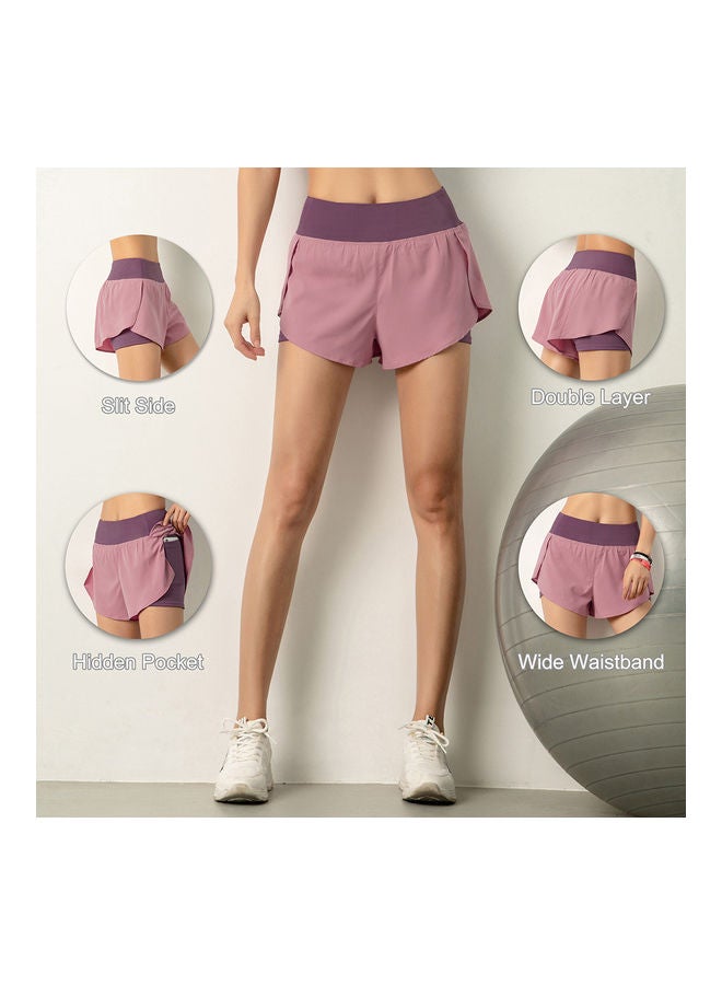 Generic - Women Running Shorts 2-In-1 With Pocket Wide Waistband Coverage Layer Compression M 20 x 3 x 18cm - Image 1