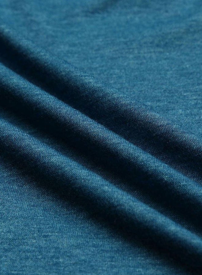 Generic Long Sleeves Solid T-Shirt Blue  - Image 3