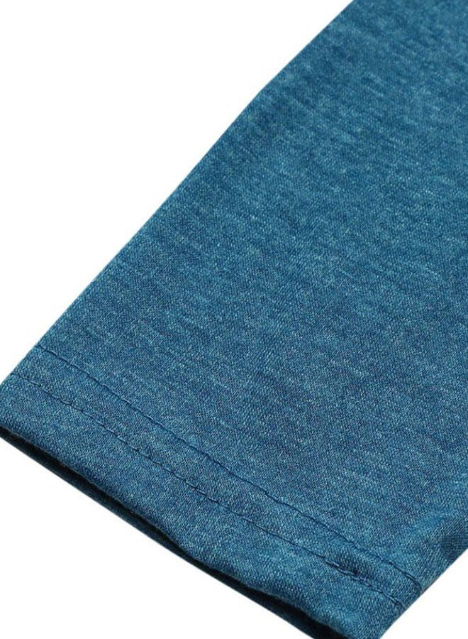 Generic Long Sleeves Solid T-Shirt Blue  - Image 5