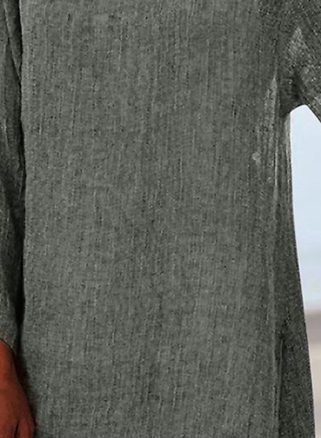 Generic Irregular Hem Solid Blouse Grey  - Image 3