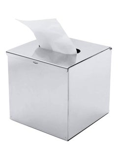 Roomwell Square Stainless Steel Tissue Box Holder Silver 13x13x13centimeter  - Image 1