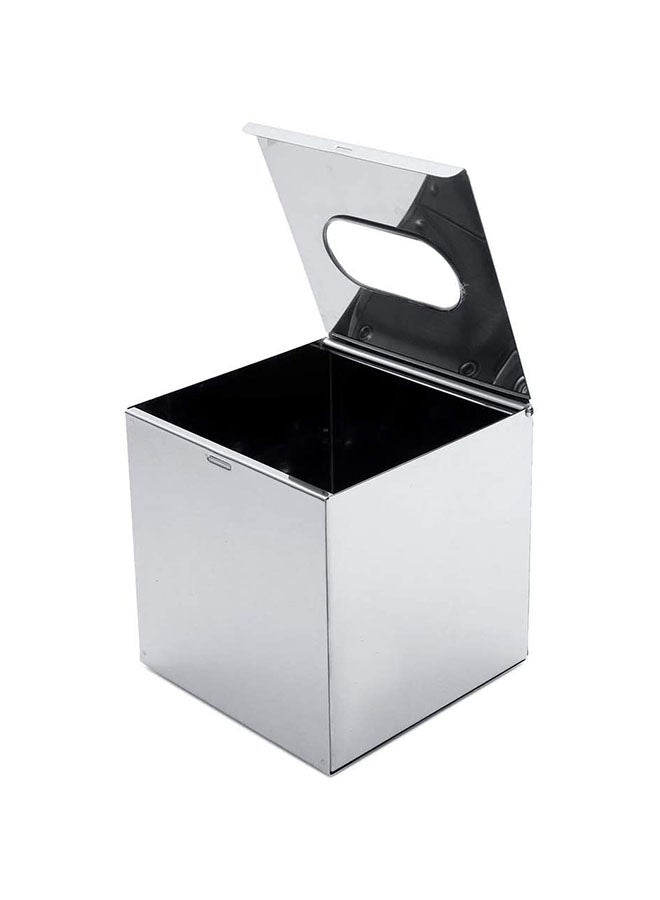 Roomwell Square Stainless Steel Tissue Box Holder Silver 13x13x13centimeter - Image 2