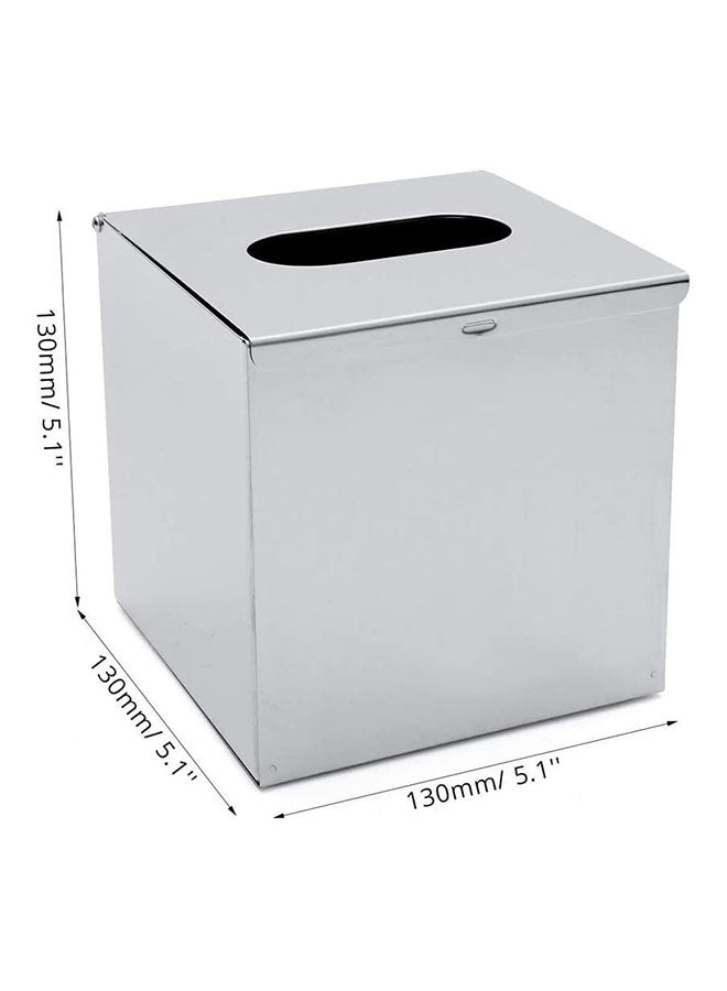 Roomwell Square Stainless Steel Tissue Box Holder Silver 13x13x13centimeter - Image 3