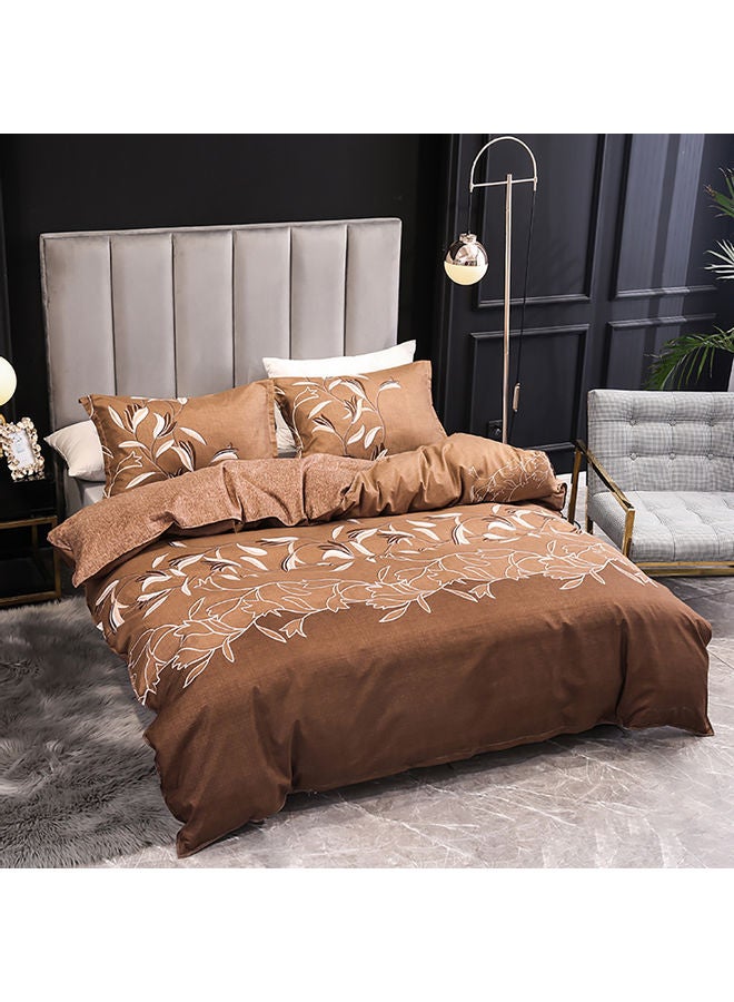 3-piece Set Of European Style Embroidered Black Quilt Cover Pillowcase Silk Brown 200 x 230cm  - Image 2