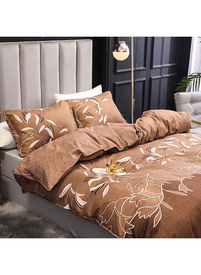 3-piece Set Of European Style Embroidered Black Quilt Cover Pillowcase Silk Brown 200 x 230cm  - Image 3