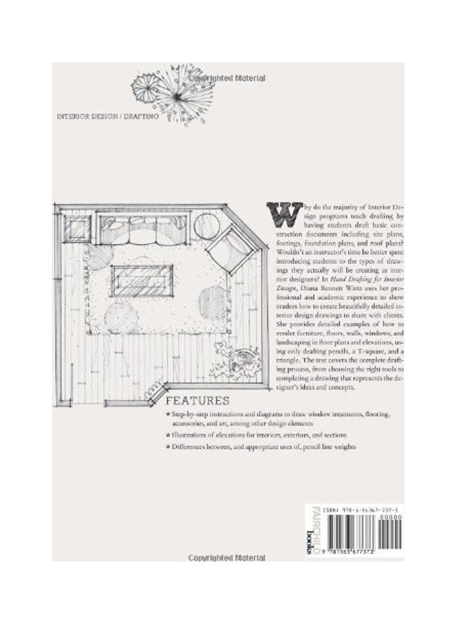 Hand Drafting for Interior Design Paperback English by Diana Bennett Wirtz - 2009 - Image 2